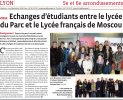 Echange lycée du Parc - Moscou 2012, article du Progrès